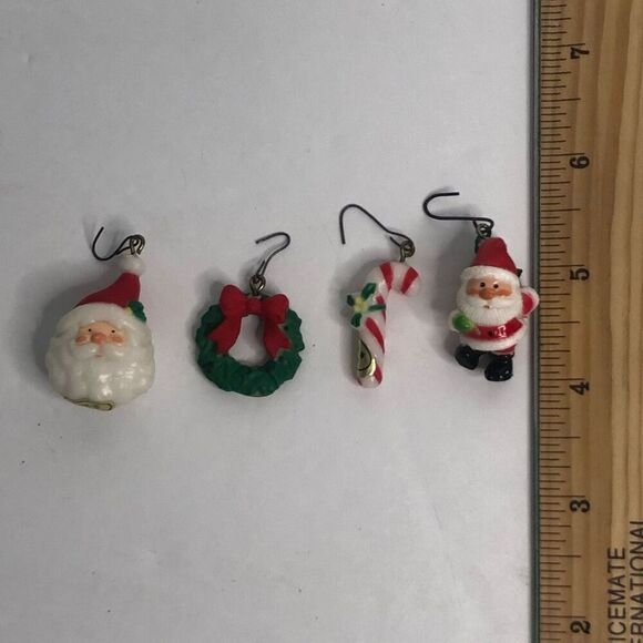 vintage miniature christmas ornaments santa wreath candy cane full santa - Picture 3 of 3